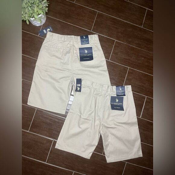 U.S Polo Assn. khaki flat front short bundle sz 14 - Picture 2 of 3